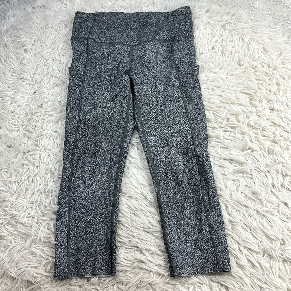 Lululemon Fast & Free Crop II (Nulux 19") Fractal Dark Starlight Black